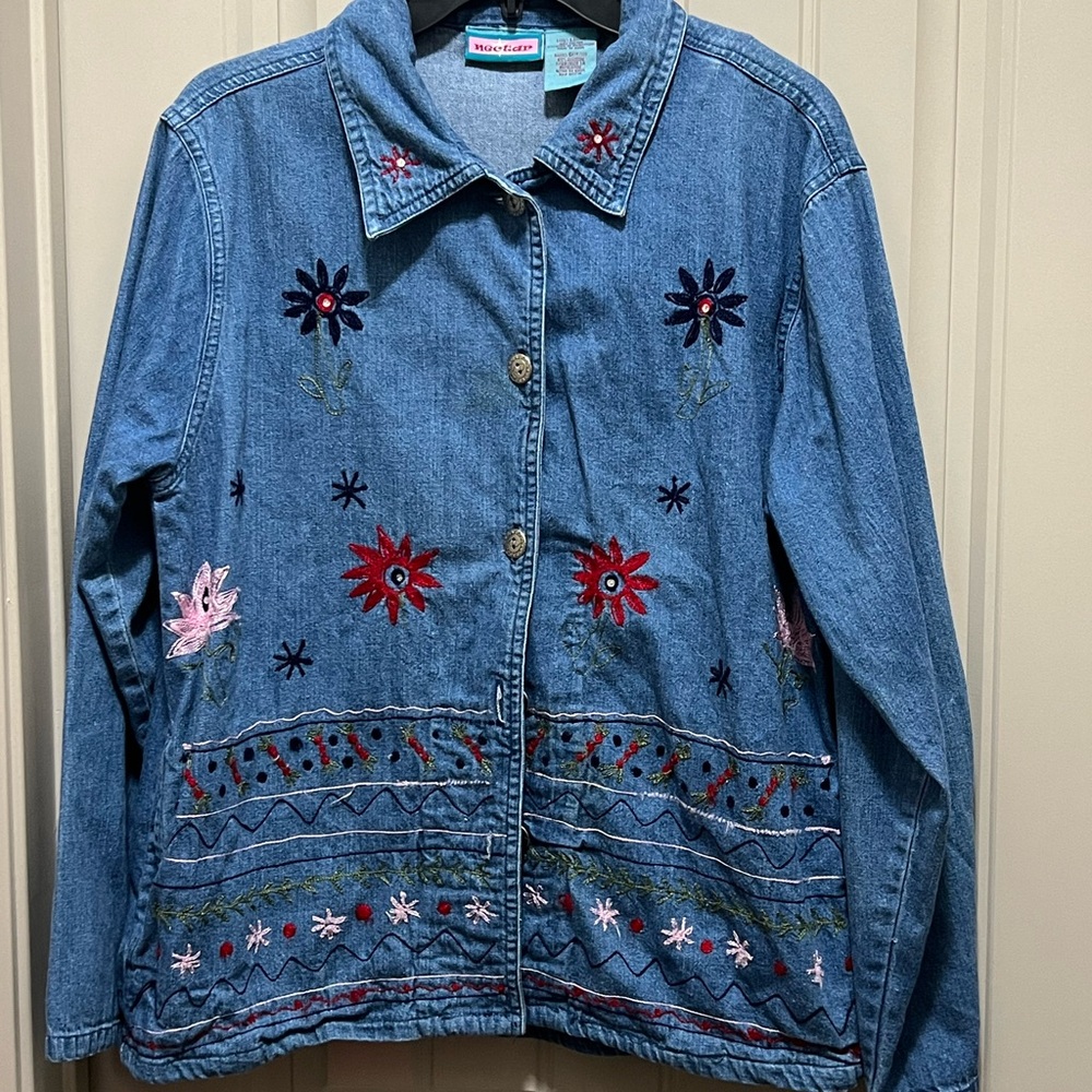 Floral Embroidered Denim Jacket